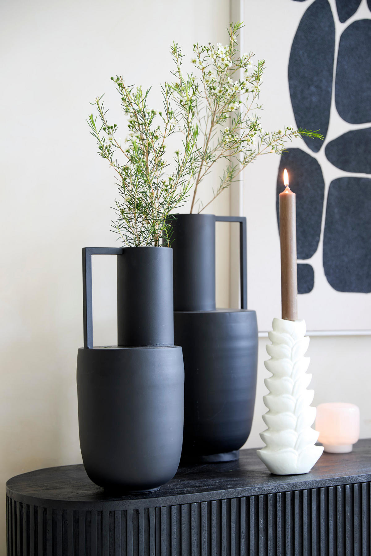 KERZENHALTER Batalio Weiß Ø16/30 cm - Weiß, Metall (7/30/16cm) - Light & Living