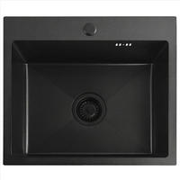 EDELSTAHLSPÜLE Rea Leo 50 Black mit Küchenarmatur - Schwarz, Metall (45/18.5/50cm) - REA