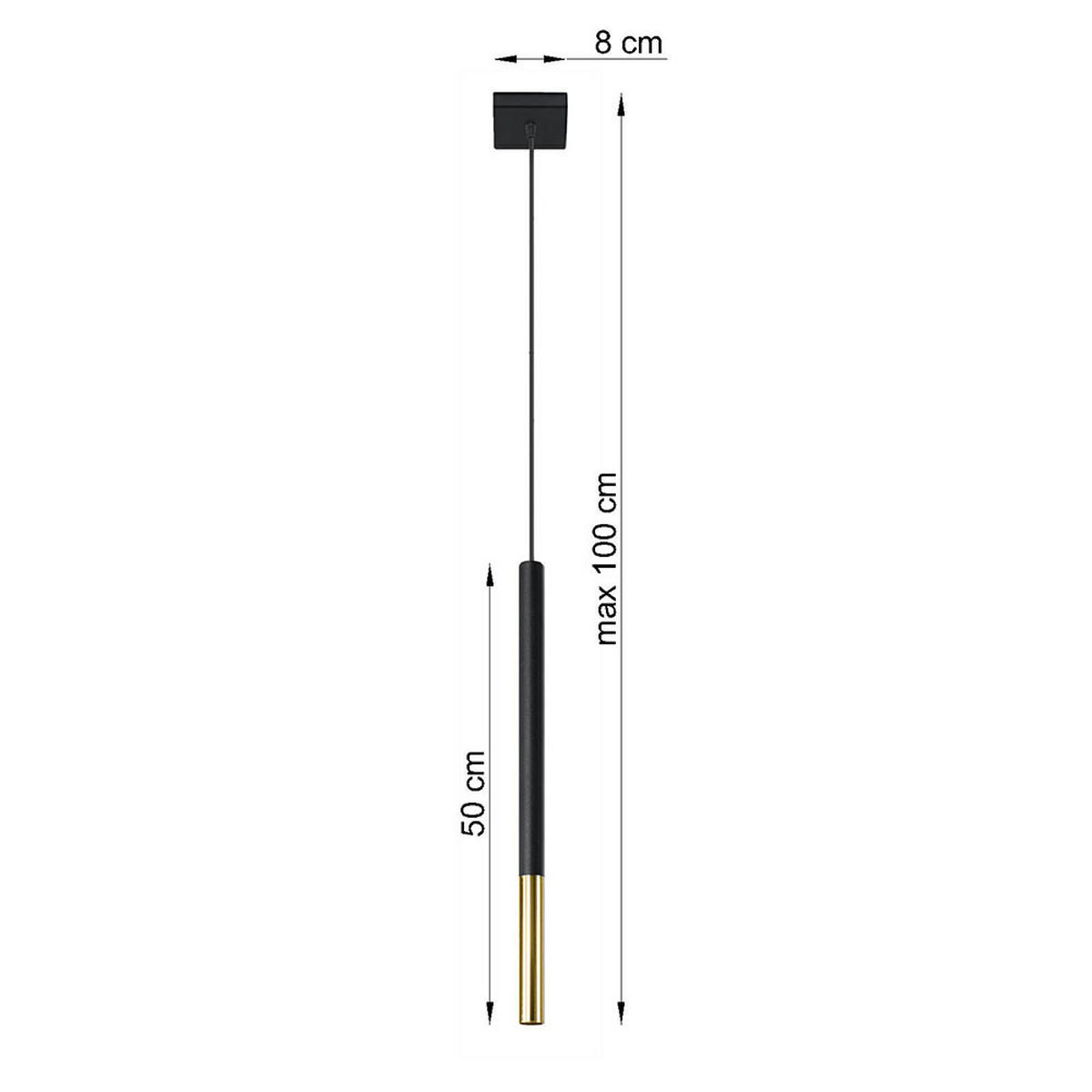 LED HÄNGELEUCHTE Stahl Schwarz-Gold - Schwarz, Metall (8/8/110cm)