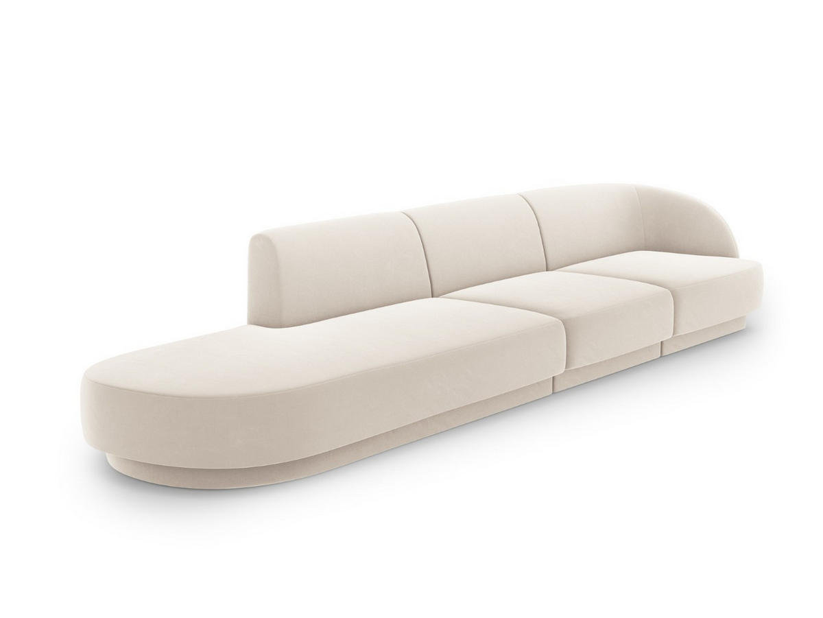 LINKES-SOFA Miley aus Samt leichtes beige 4 Sitzplätze - Beige, Textil (90/70/323cm) - Micadoni