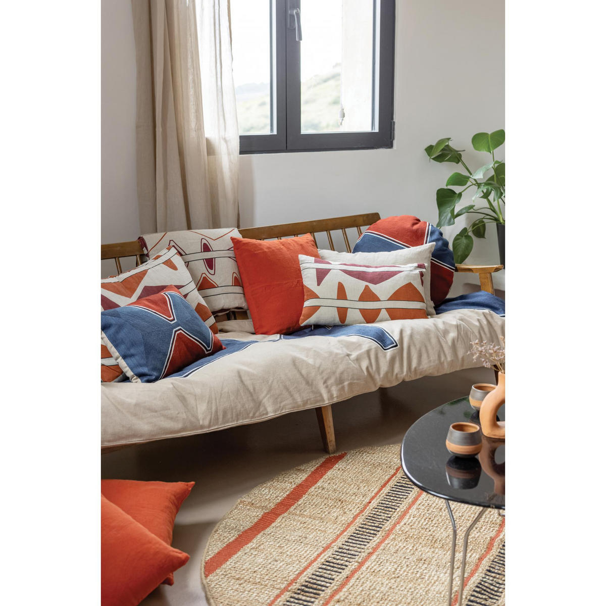KISSEN Mila rubinrot diameter 50 cm - Rot, Textil (50/50cm) - Vivaraise