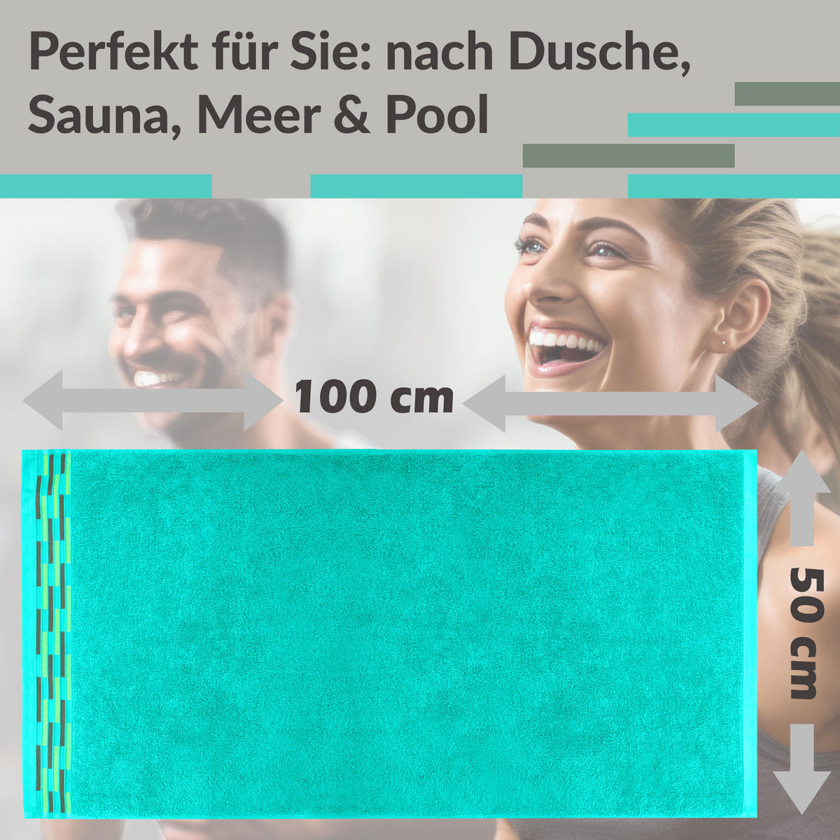 HANDTUCH Lugano Türkis 2er 50x100 cm - Türkis, Textil (50/100cm) - Lashuma