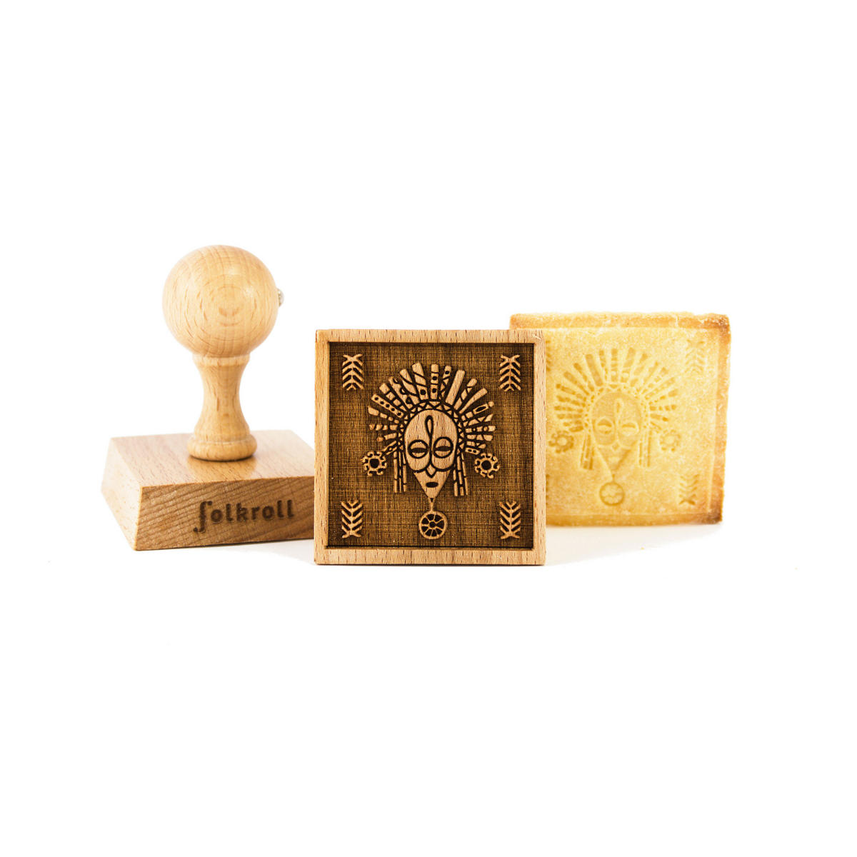 KEKSSTEMPEL Afrikanische Maske, 55x55 mm, Buchenholz - Braun, Holz (5/7/5cm) - Folkroll