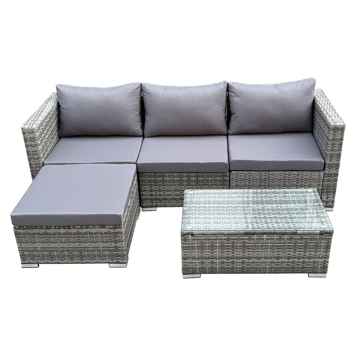 GARTENLOUNGE Queens Polyrattan Grau - Grau, Kunststoff - SVITA