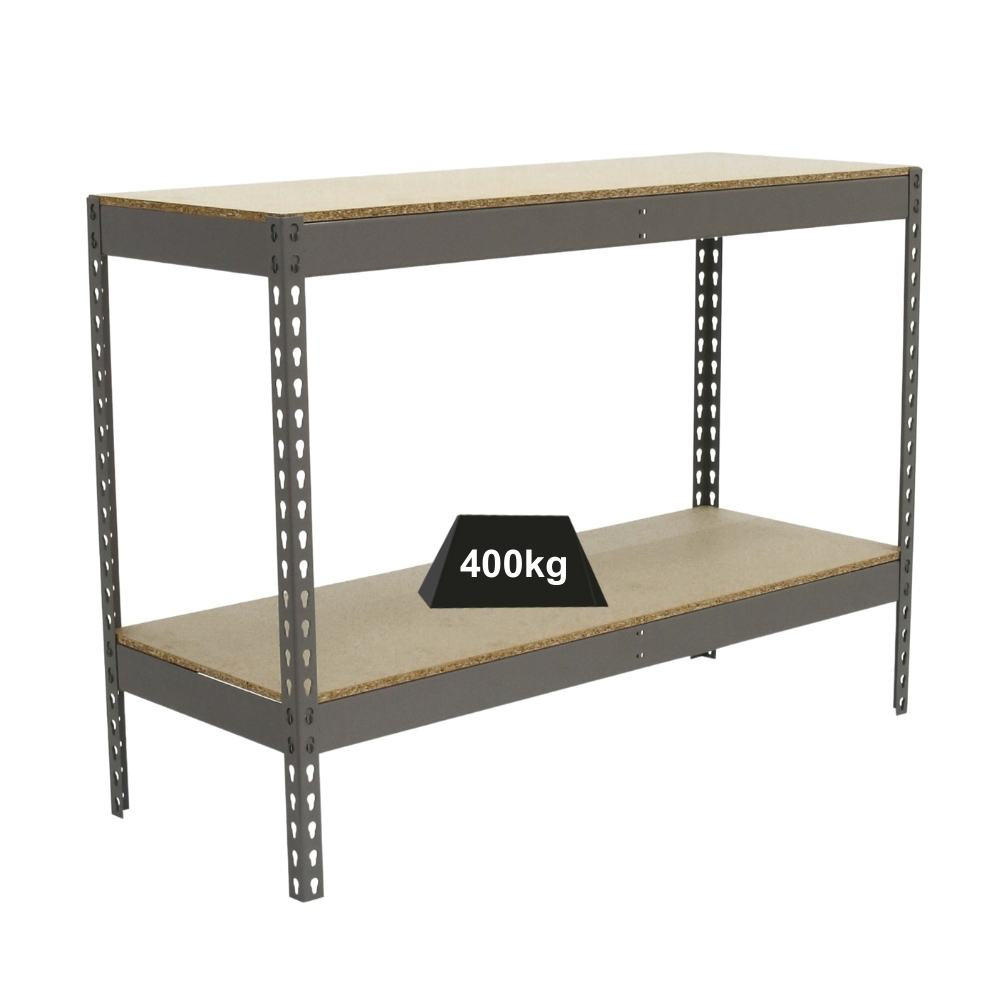 SCHWERLASTREGAL MINI WOOD YETI TWO | HxBxT 90x150x60cm | Fachlast 400kg | Grau - Grau, Metall (150/90/60cm) - PROREGAL