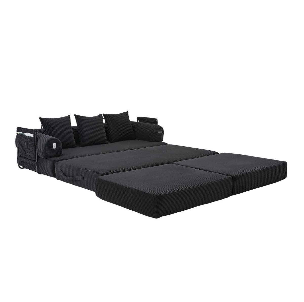 SOFA modular mit Hocker ca. 200 x 190 x 67 cm Cord Black - Schwarz, Kunststoff (190/200cm) - Meubliv