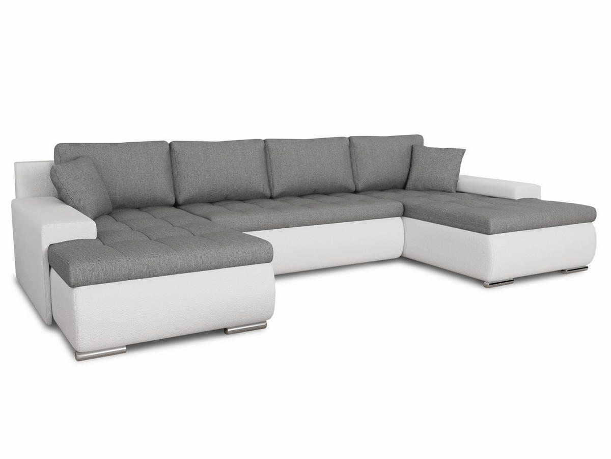 WOHNLANDSCHAFT Faris U - Weiß, Holz/Textil (350/85/185cm) - Sofnet