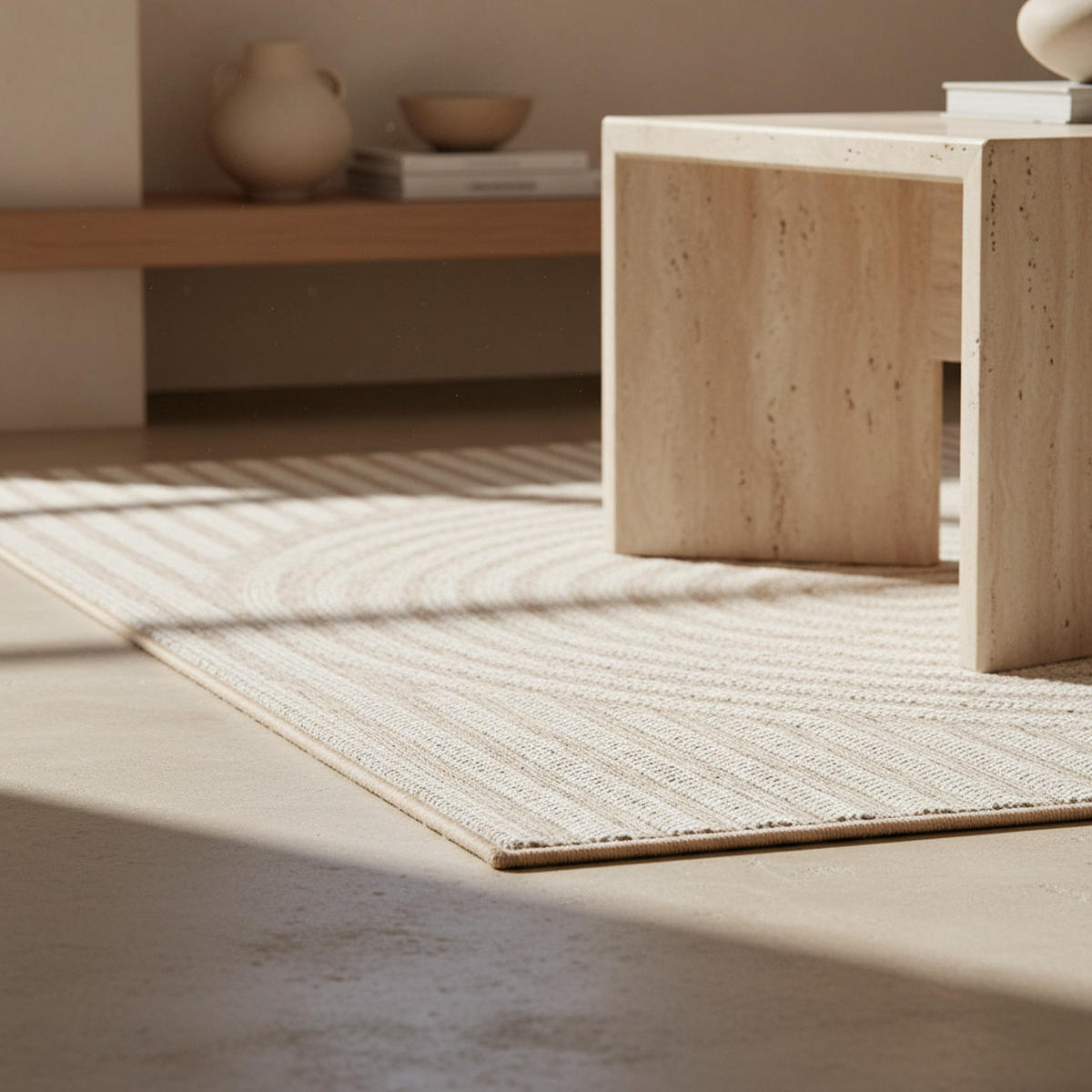 TEPPICH Outdoor Flachgewebe Boho Muster Polypropylen Balkon Beige Rechteckig 240x340 - Beige, Textil (240/340cm) - KADIMA DESIGN