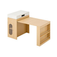 KÜCHENINSEL auf Rollen mit Klapptisch, Steckdosen und Haken, Natur - Naturfarben, Holz (83/96/46cm)