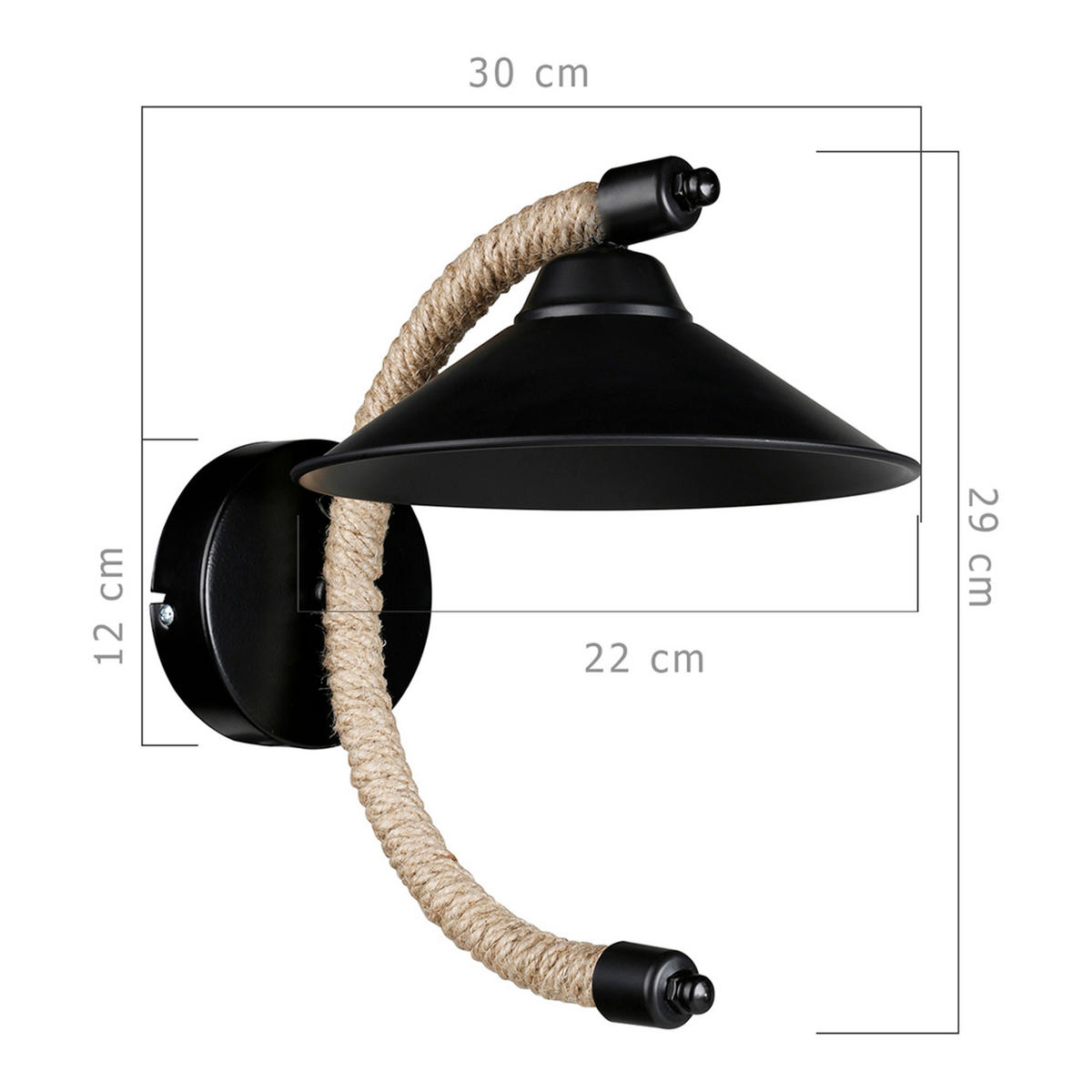 WANDLEUCHTE Cannock - Schwarz, Metall (22/29/30cm) - lux.pro