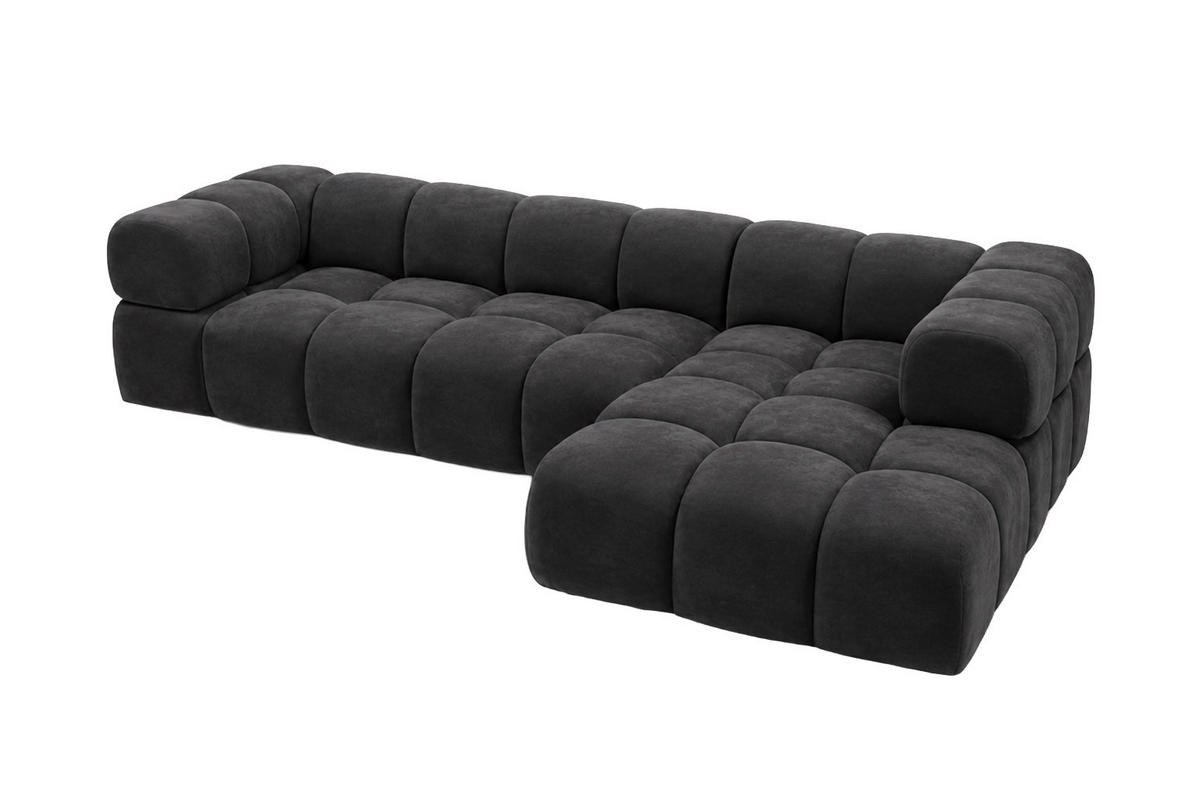 ECKSOFA L-Form, Veloursstoff Bluvel, Schwarz, Rechts, Averro XL - Schwarz, Holz (320/150cm) - Kaiser Möbel
