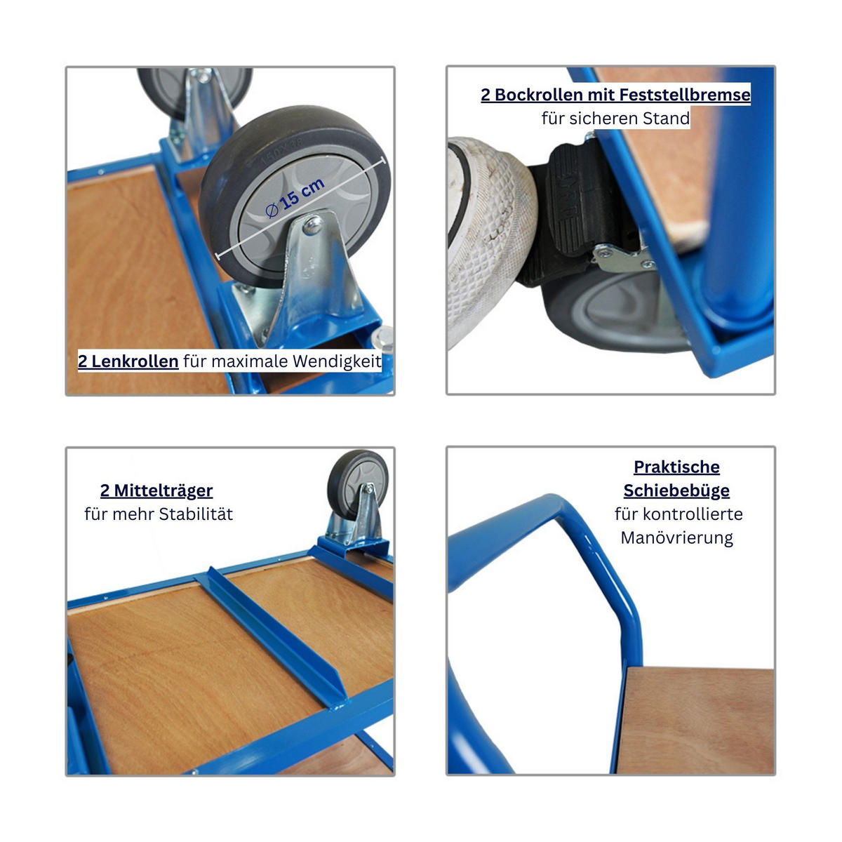 TISCHWAGEN mit 2 Etagen 102x100x50cm Traglast 400kg Lichtblau - Blau, Metall (50/100/102cm) - PROREGAL