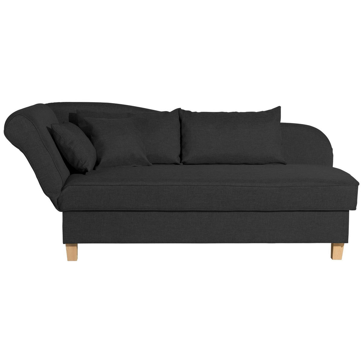 RECAMIERE mit Armteil links klappbar Katia Bezug Flachgewebe Buche natur / schwarz - Schwarz, Kunststoff (190/82/88cm) - 58aufmkessel