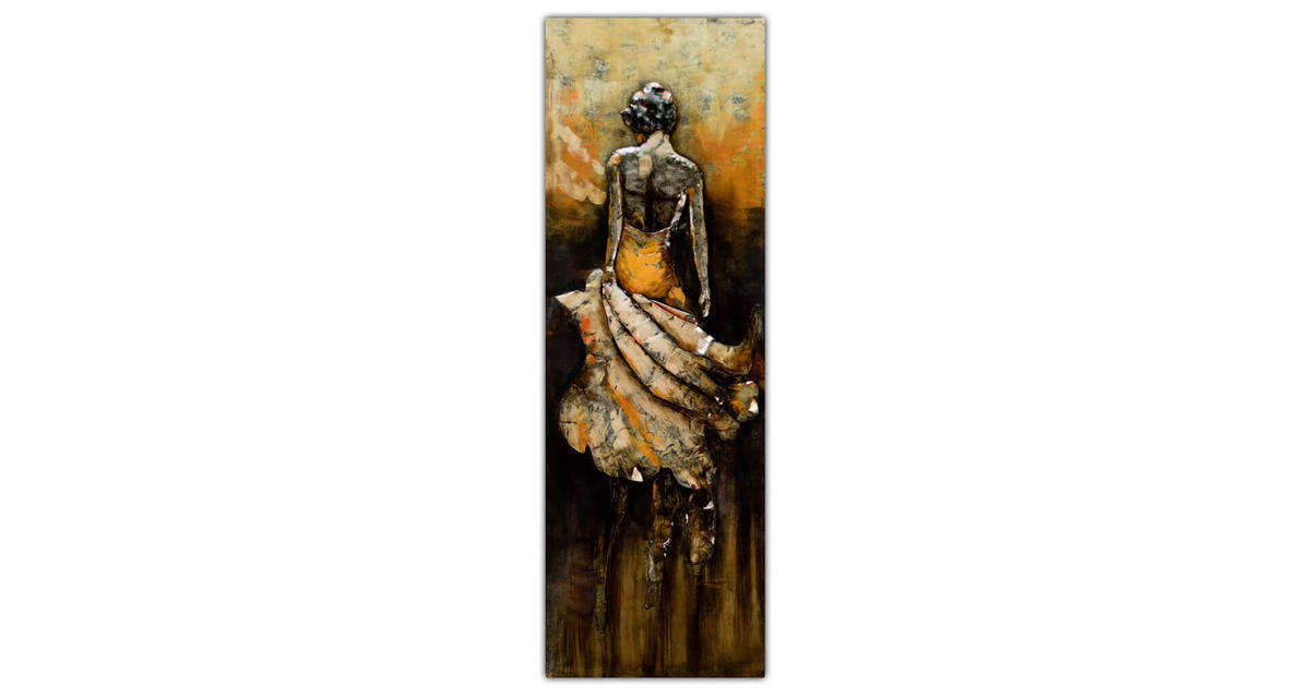 METALLBILD Gelb 44/144 cm - Gelb/Braun, Metall (7.1/144cm) - KUNSTLOFT