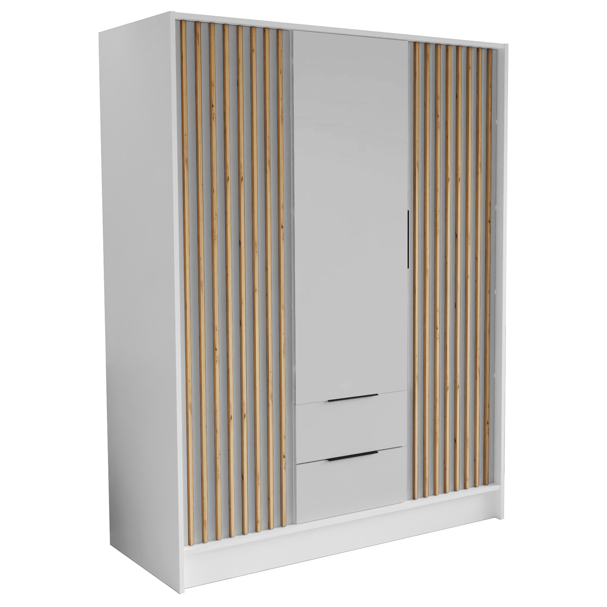 DREHTÜRENSCHRANK PELOR 150,5/200/51 cm Modern Kleiderschrank 3-türig Weiß - Weiß, Holzwerkstoff (150.5/200/51cm) - MASSENO