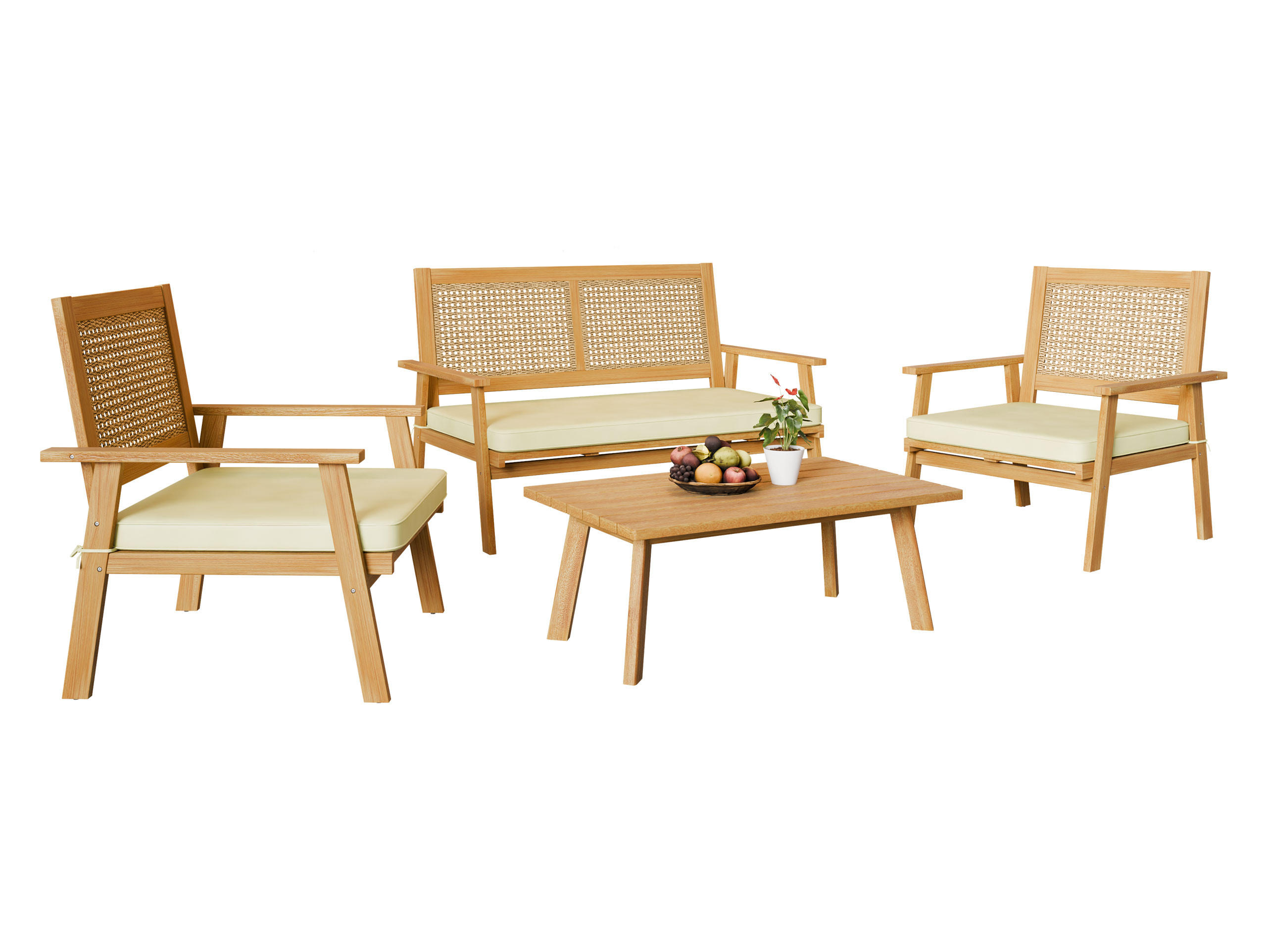 GARTENSET Tritante - Creme/Naturfarben, Holz - MIRJAN24