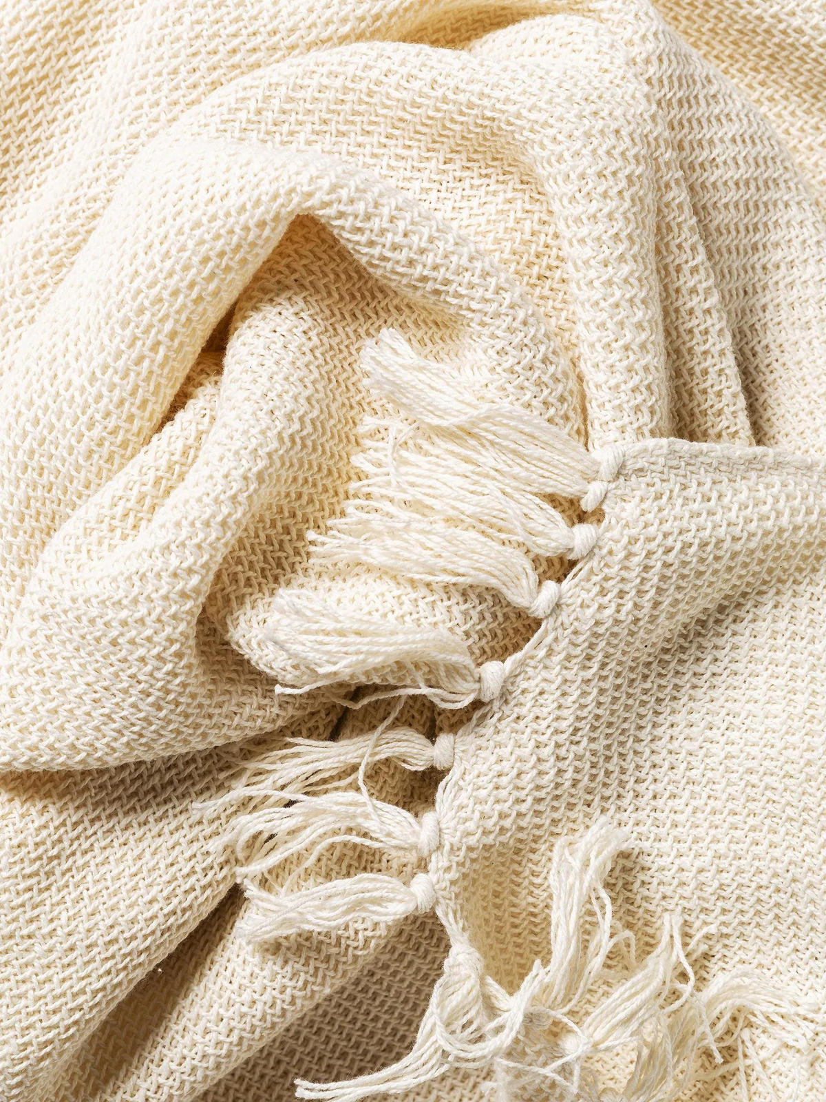 BAUMWOLLDECKE Ezra Ivory 125x150 cm - Creme, Textil (125/150cm) - benuta Nest