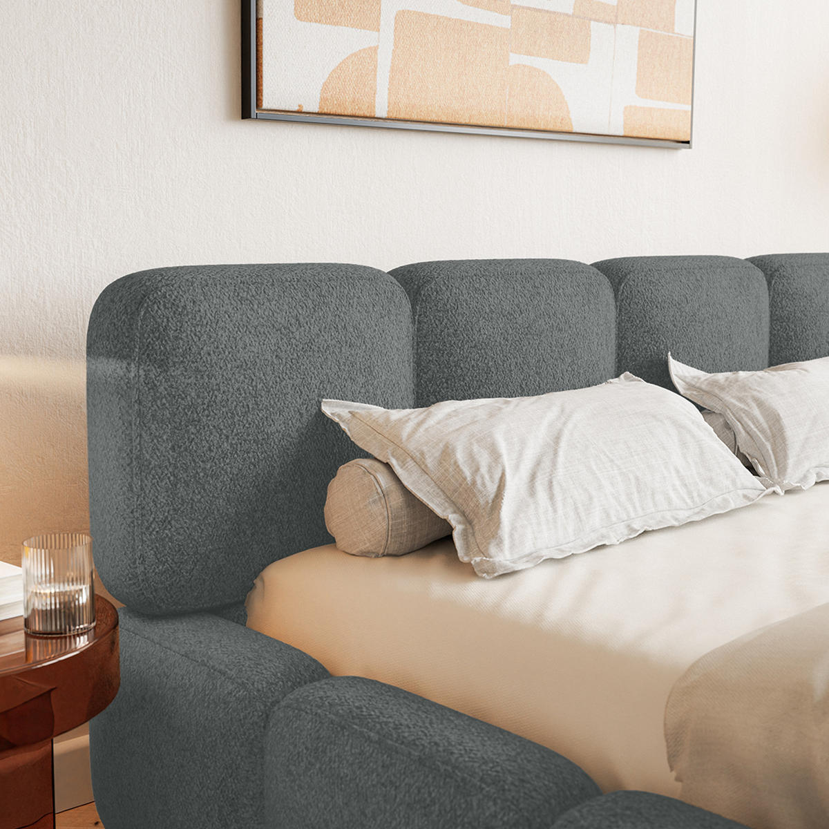 POLSTERBETT BALMONTE 140x200 cm, Dunkelgrau - Dunkelgrau, Textil (200/140cm) - Fedve