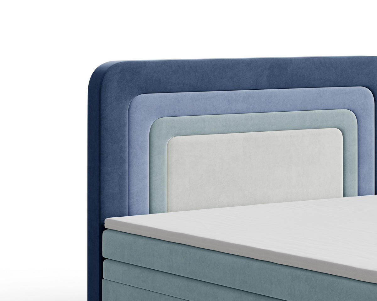 BOXBETT - Bett 10 NEST - Riviera - 140x200 cm - Modernes Polsterbett mit Bettkasten - Dunkelblau, Holz (140/200cm) - ROYAL24_MARKT