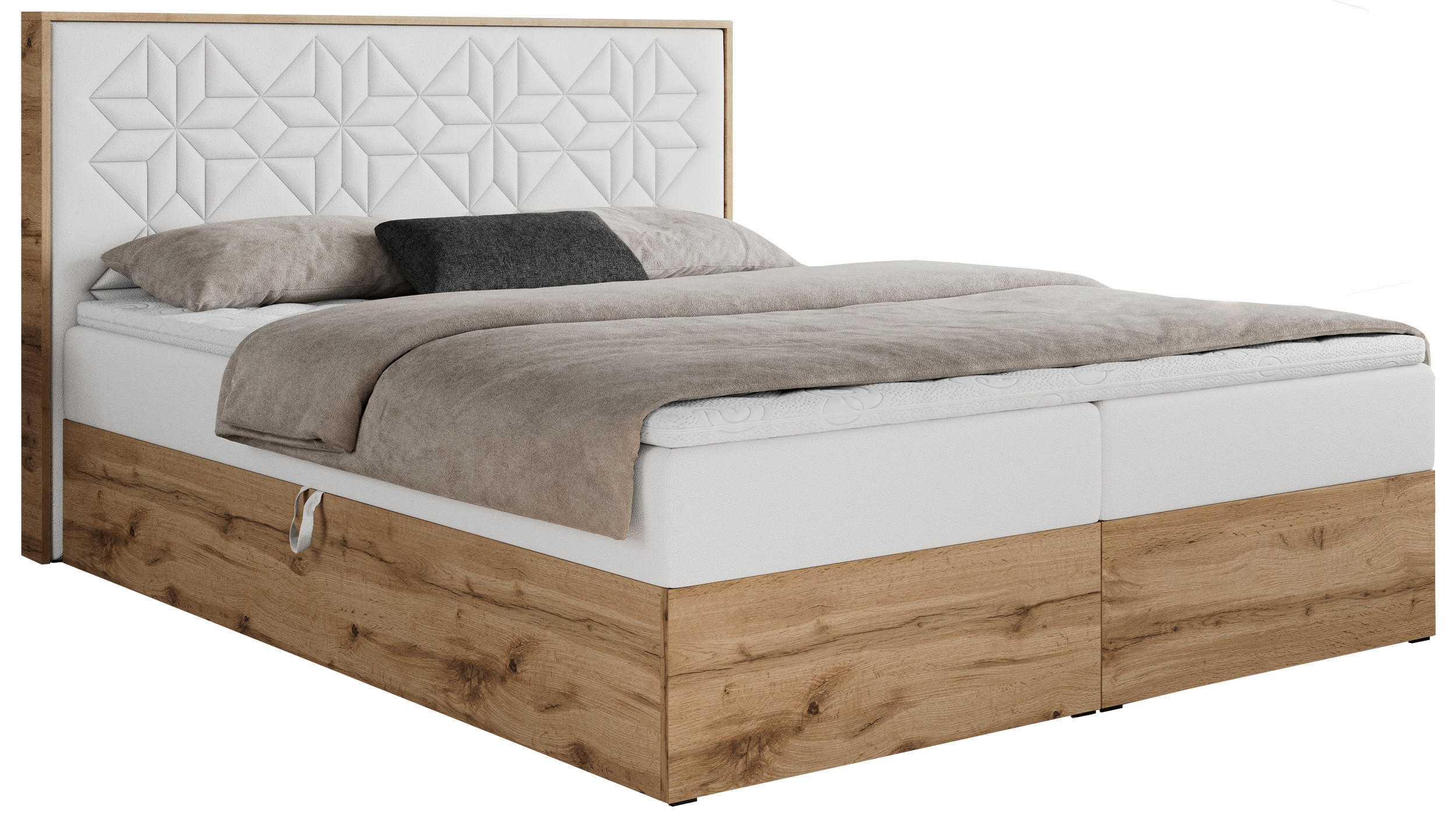 BOXBETT NESSI - 120/200 Weiß Kunstleder - H3 - Weiß, Holz/Textil (120/200cm) - MKS