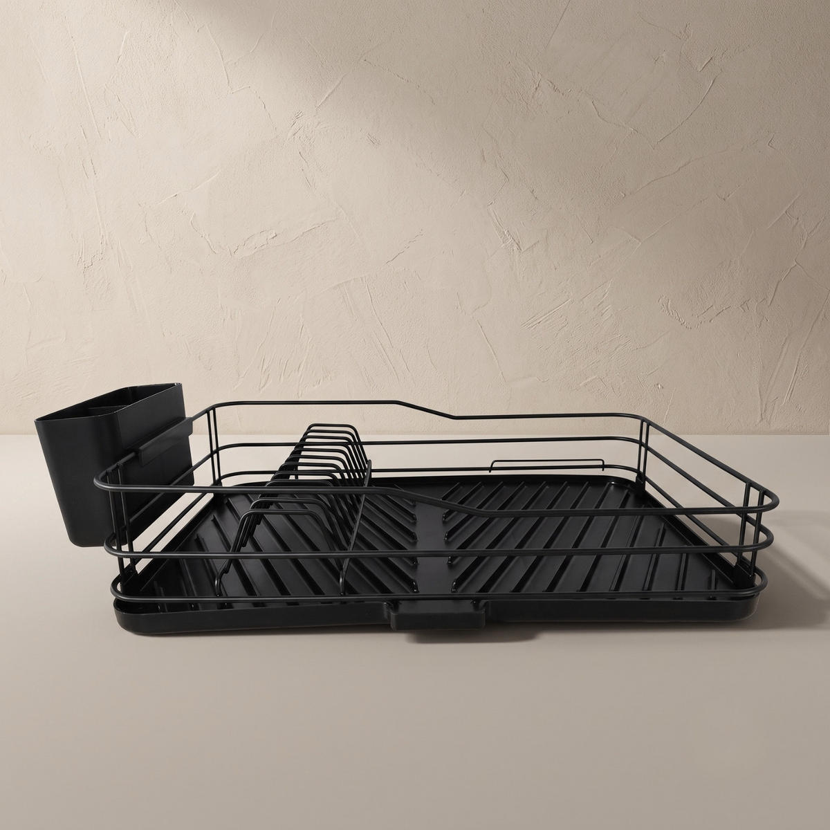 ABTROPFGESTELL mit Abtropfschale und Besteckkorb 31 x 49 x 13 cm - Schwarz, Metall (49/13/31cm) - BOXIMO
