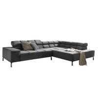 ECKSOFA MIT RELAXFUNKTION NELSON Grau Velvet - Silberfarben/Grau, Textil (321/116cm) - KAWOLA