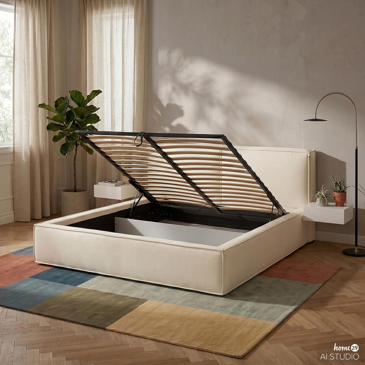POLSTERBETT - Creme, Textil (180/200cm) - home24