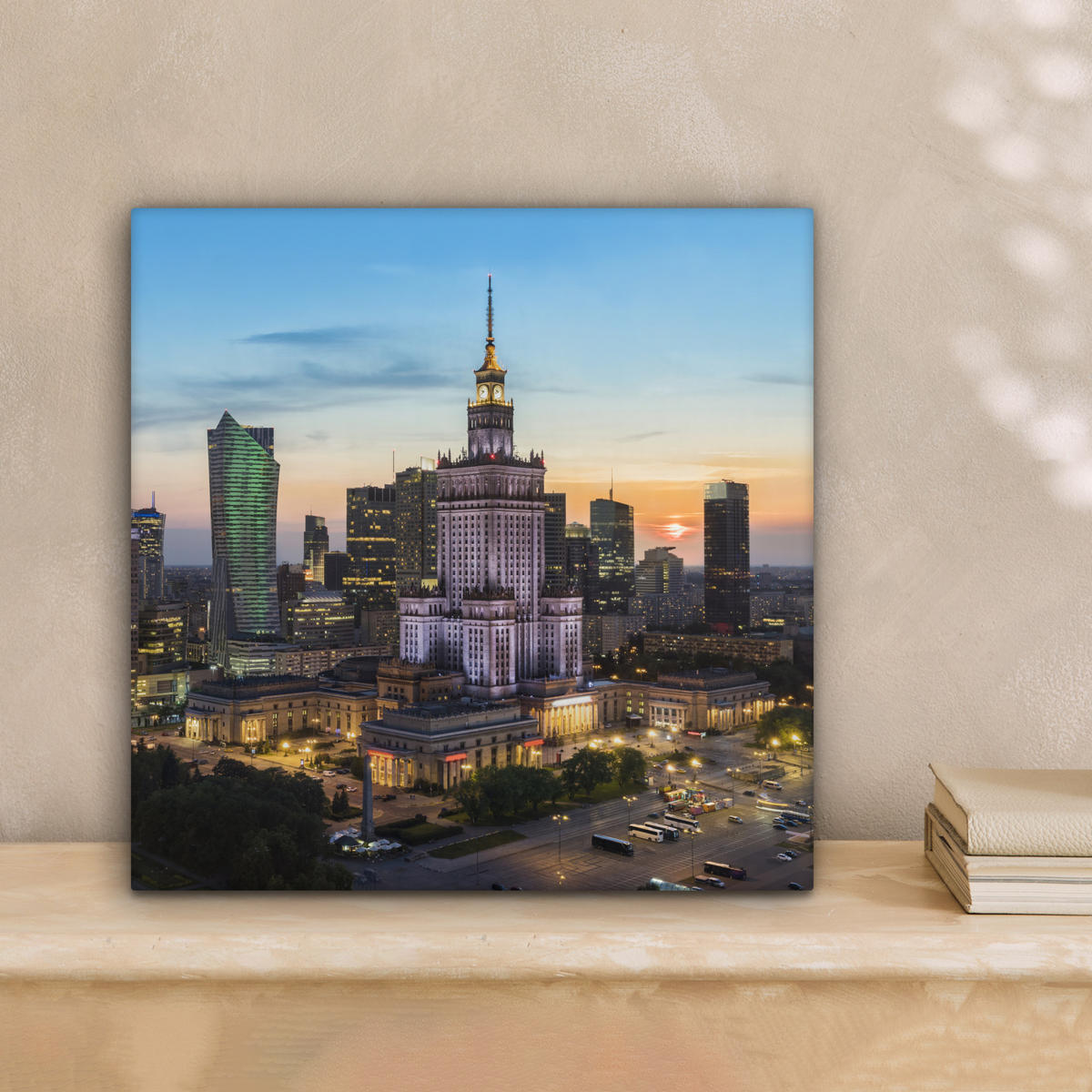 LEINWANDBILD Polen - Sonne - Warschau Deko Wohnzimmer 20x20 cm - Blau, Textil (20/20cm) - MuchoWow