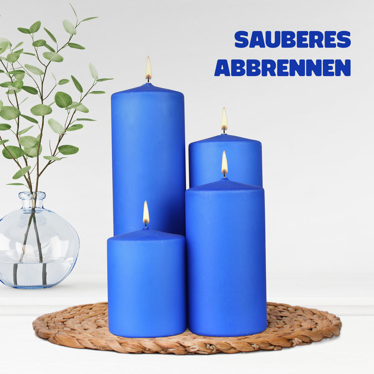 STUMPENKERZEN 4er Pack "Dunkelblau", Größe Ø7cm x Höhe: 8 cm - Dunkelblau, Naturmaterialien (7/8cm) - Bestlivings