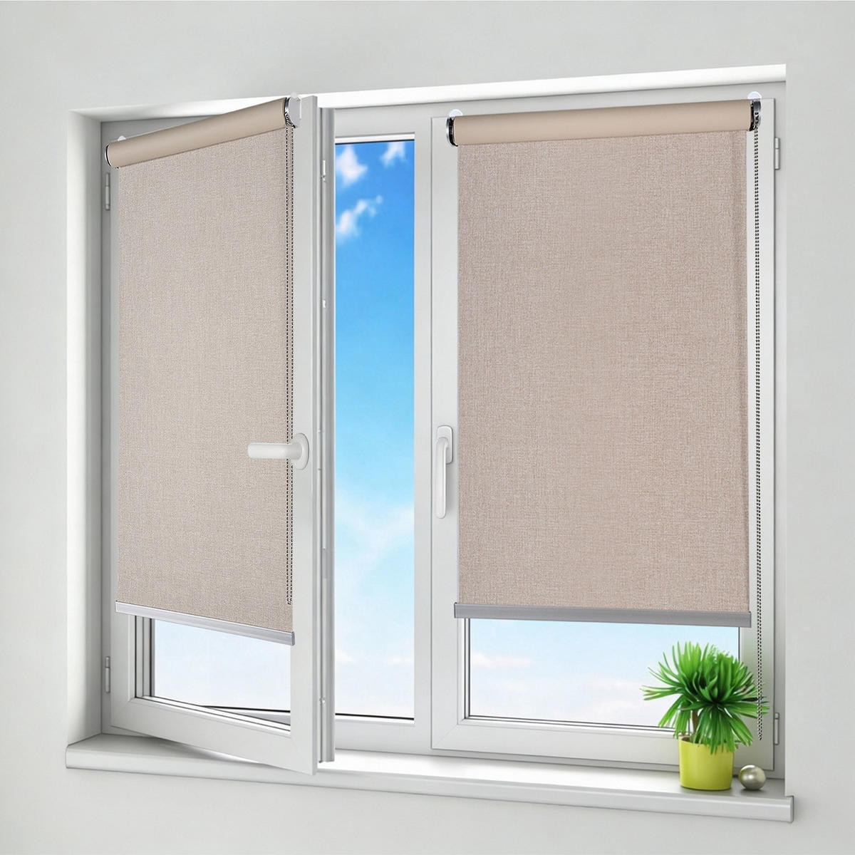 VERDUNKELUNGSROLLO Moon Plus Easyfix Leinen 60x180 - Beige, Kunststoff (60/180/1cm) - STORESDECO