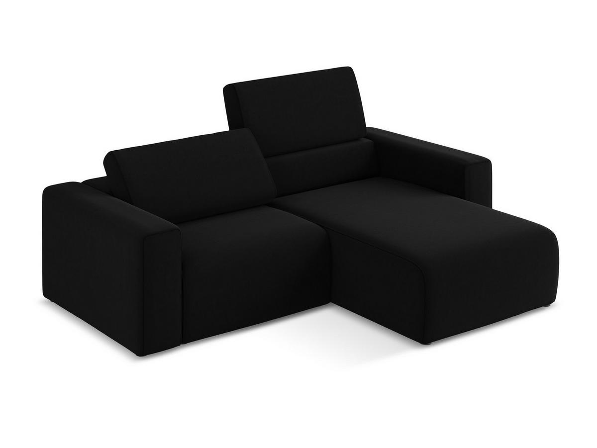 ECKSOFA Rechts Samt Stoff Schwarz - Schwarz/Grau, Kunststoff/Textil (224/167cm) - Makamii