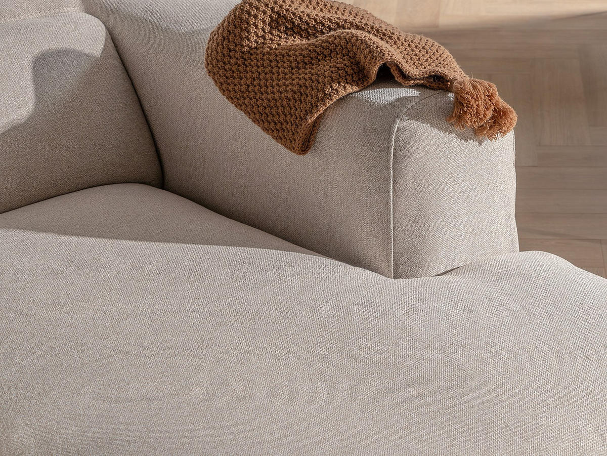 ECKSOFA rechts – melierter Stoff – Beige – NELORIM - Beige, Textil (279/175cm) - Vente-Unique