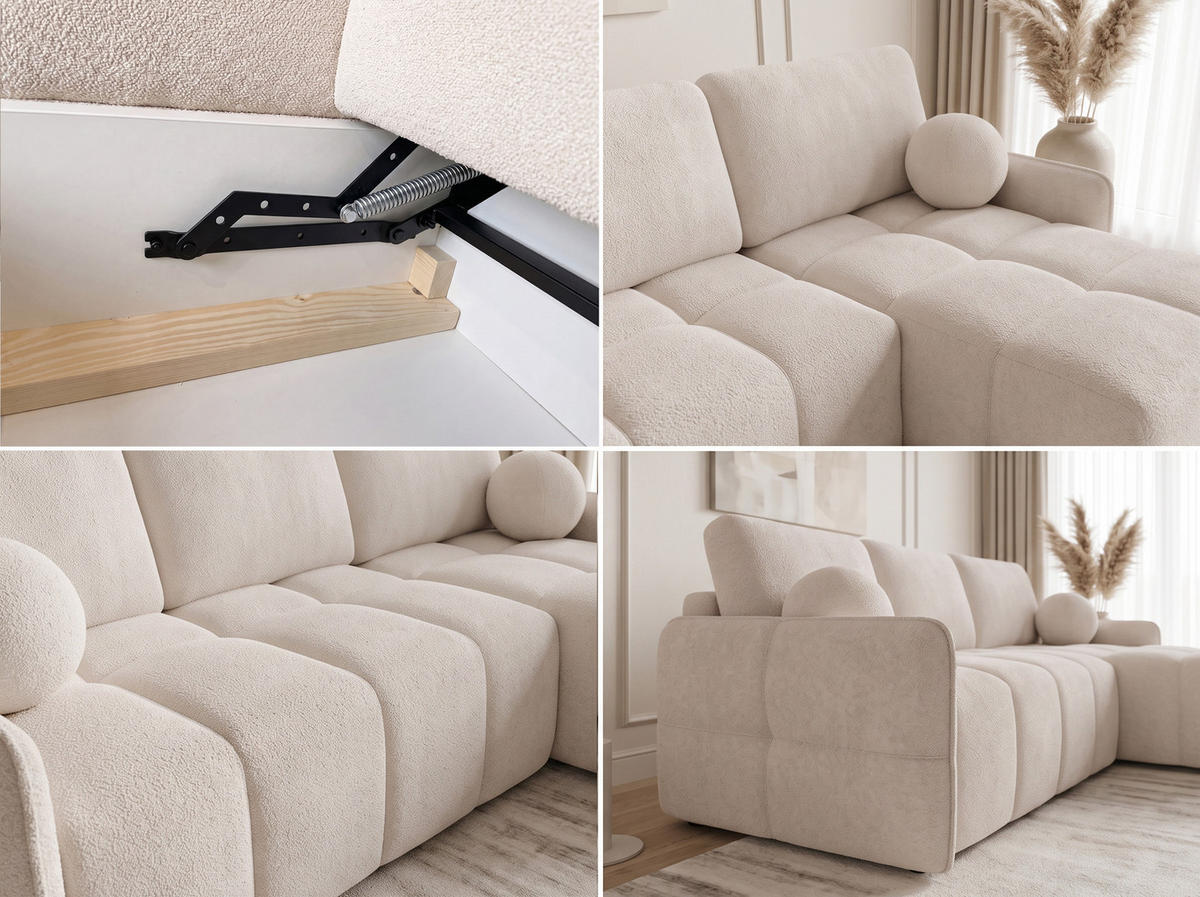 ECKSOFA Nubo - Beige/Schwarz, Holz/Kunststoff (218/150cm) - Sofnet