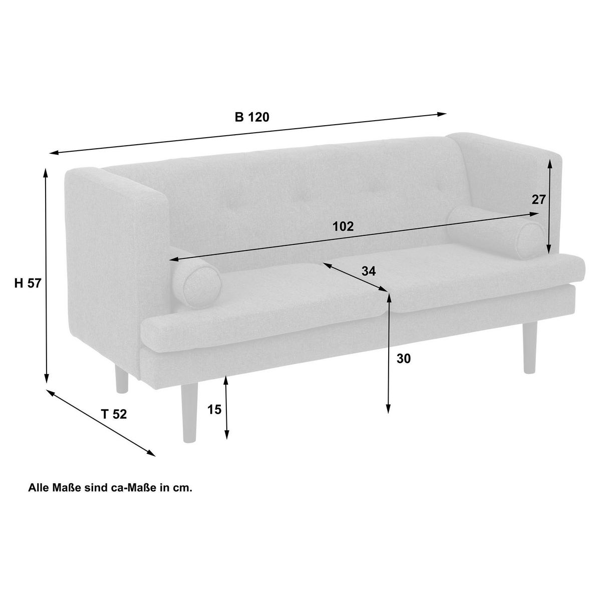 KINDERSOFA 2-Sitzer Keavy Flachgewebe creme - Creme, Kunststoff (102/57/34cm) - 58aufmkessel