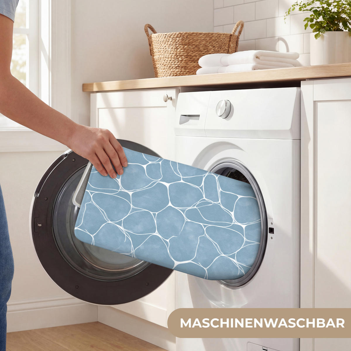 WC PŘEDLOŽKA Organic - vzor - modrá 50x80 cm - světle modrá, textil/plast (50/1cm) - OnlyWow
