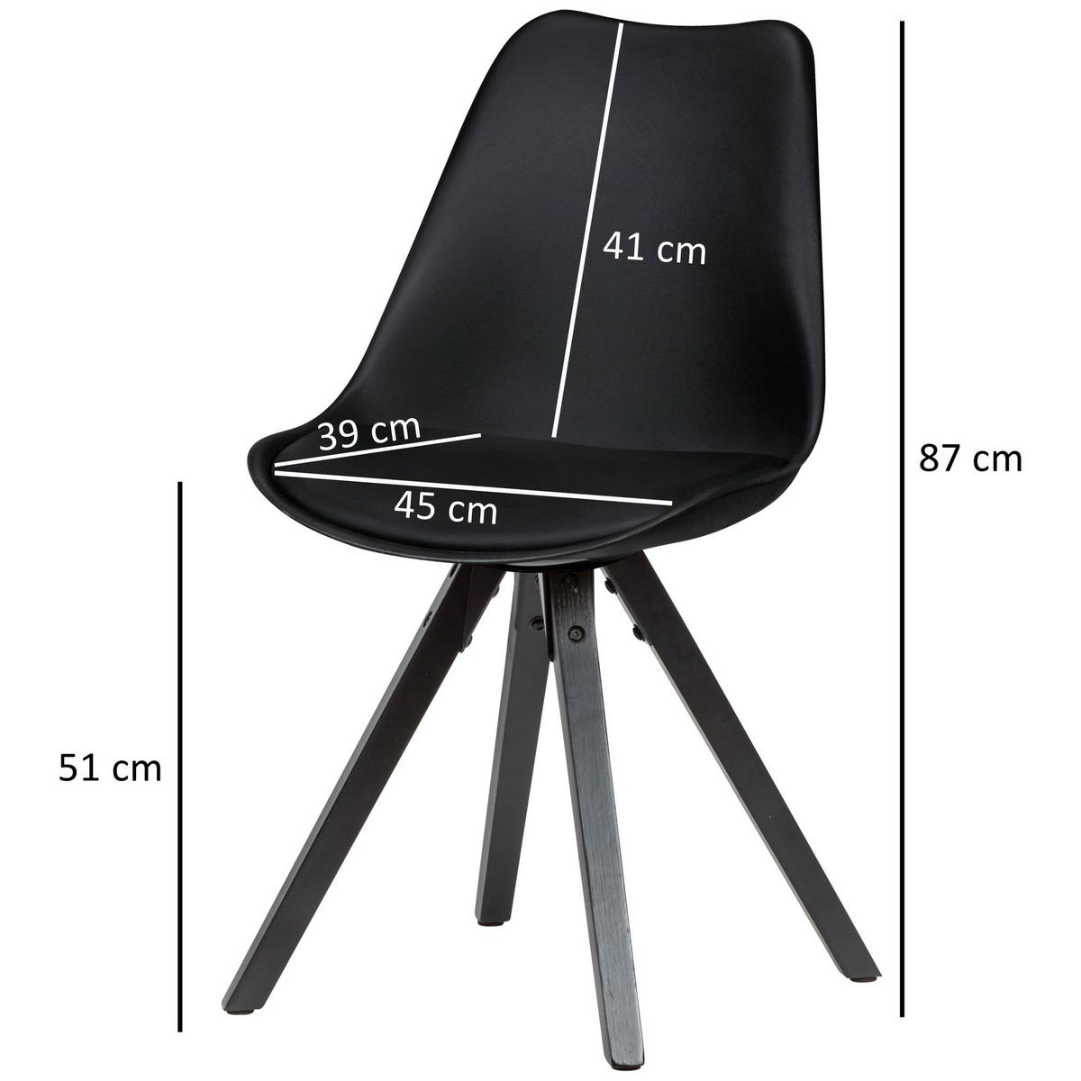 ESSZIMMERSTUHL Stoffbezug mit Holzgestell Modern gepolstert, Schwarz 49x52x87 cm - Schwarz, Holz/Kunststoff (49/87/52cm) - KADIMA DESIGN