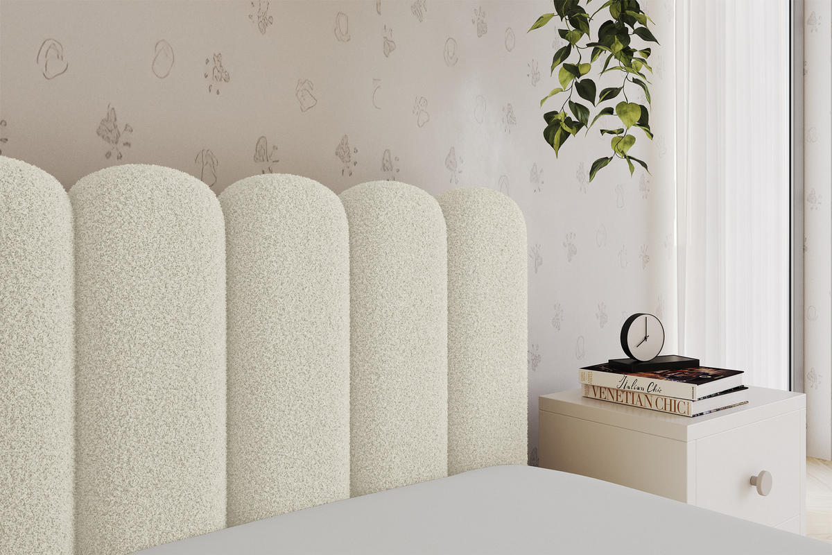 EINZELLBETT Jugendbett mit Bettkasten und Matratze H3/H4, Links - HUGY 100x200 Beige - Champagner, Holzwerkstoff/Textil (100/200cm) - ALTDECOR