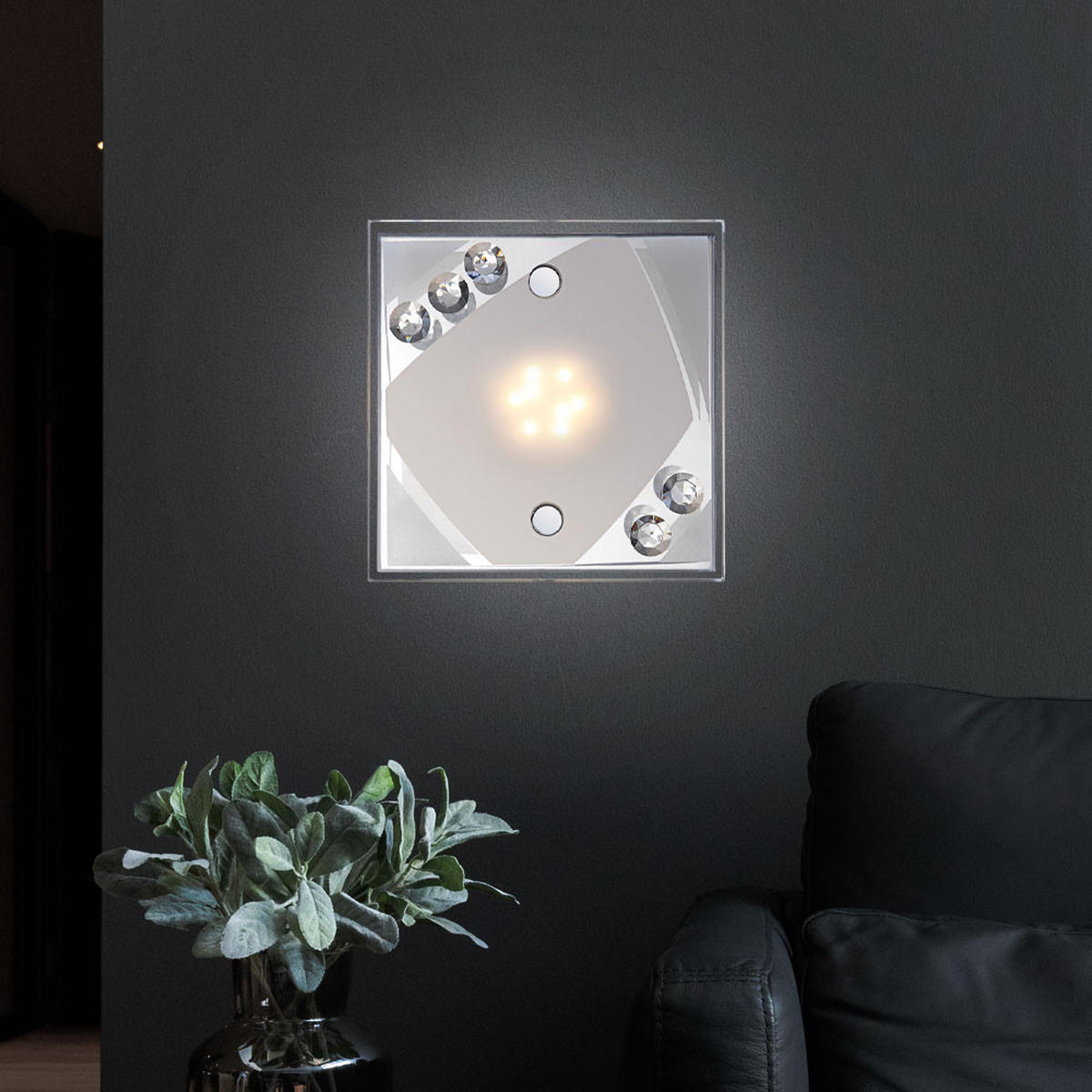 LED WANDLEUCHTE MIGO Metall Silber - Silberfarben, Glas (12/9/12cm) - Globo Lighting