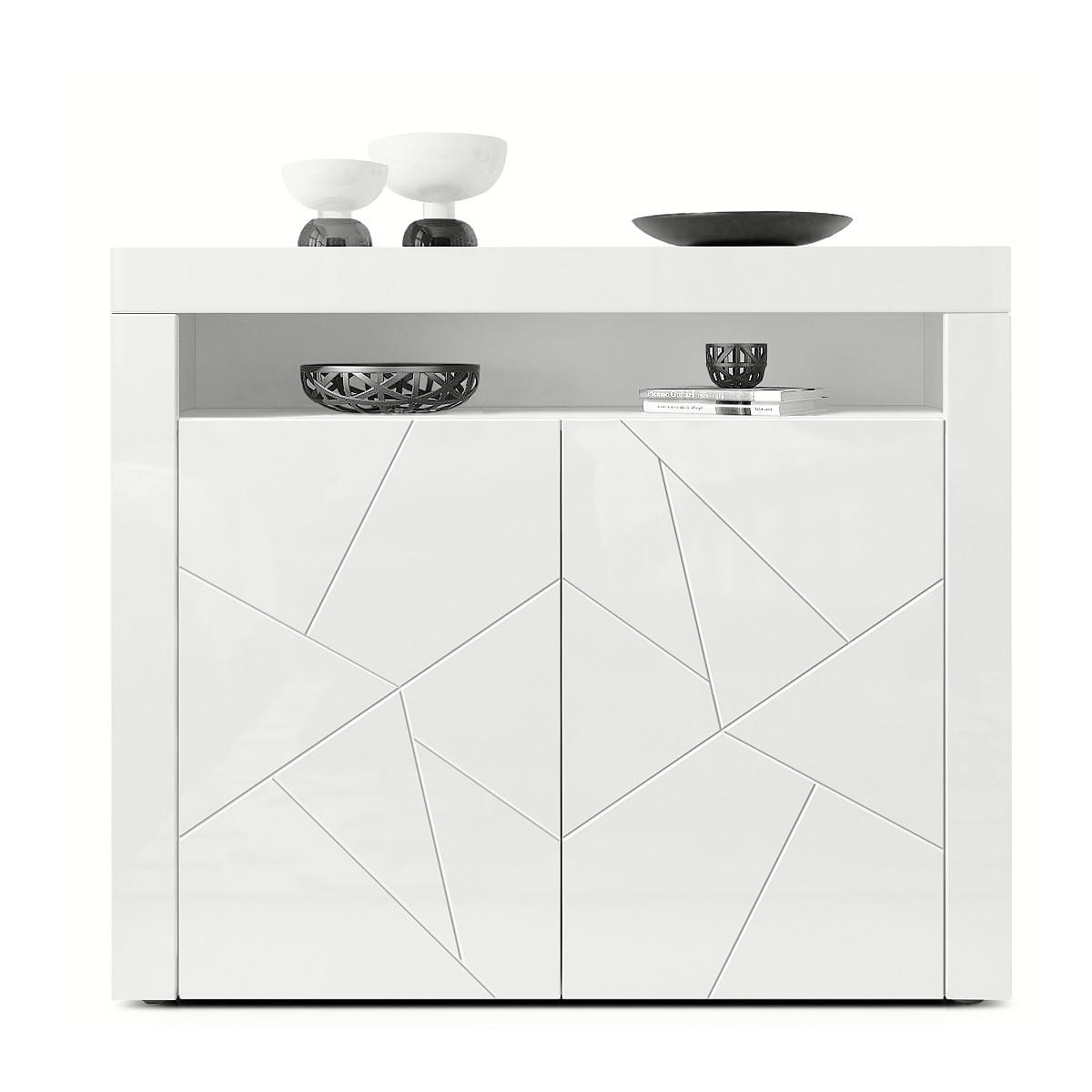 SIDEBOARD Valencia Fronten in Weiß Hochglanz Element mit 3D Struktur - Opal, Holzwerkstoff (155/46/40cm) - Vladon