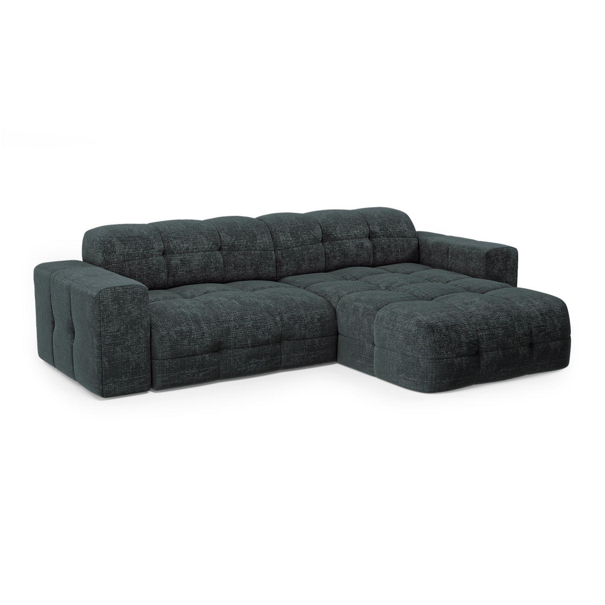 ECKSOFA RECHTS geprägter Samt Anthrazitgrau 230cm - Dunkelgrau/Anthrazit, Textil (155/230cm) - Sia Home