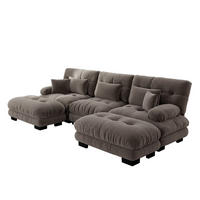 WOHNLANDSCHAFT aus Chenille mit Ottomanen & modularem Design, braun - Braun, Textil (145/81/313cm) - Luhomfu
