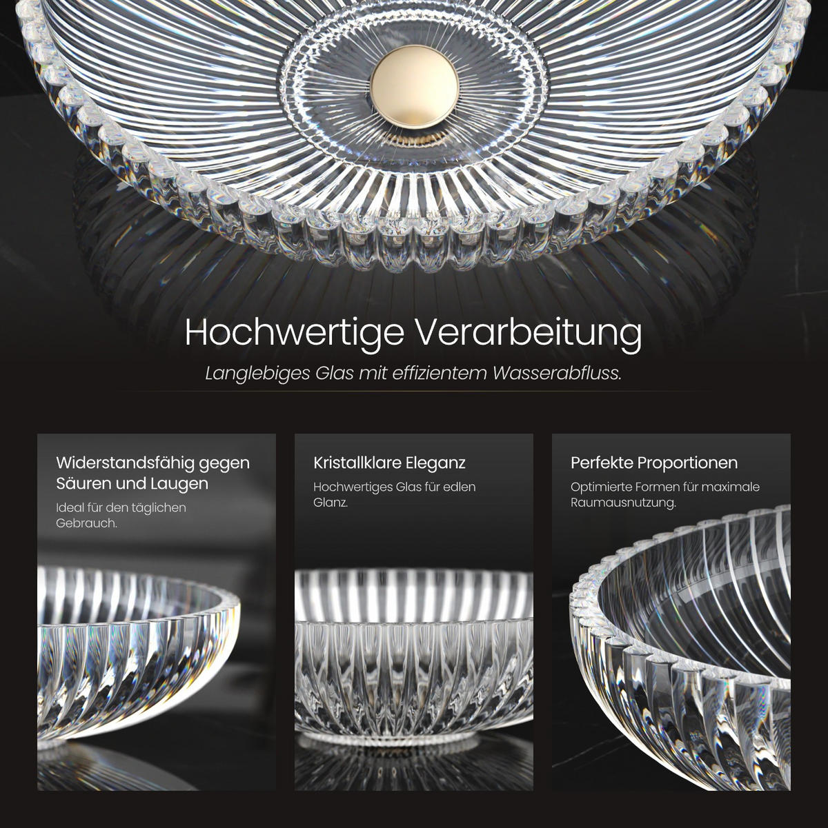 WASCHBECKEN Klarglas Oval 51/ 35/ 15 cm - Transparent, Glas (35/15/51cm) - EMKE