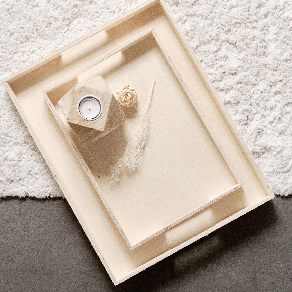 SERVIERTABLETTS aus Holz Simplicity Beige 46/35/4 cm - Beige, Holz (35/4/46cm) - Today