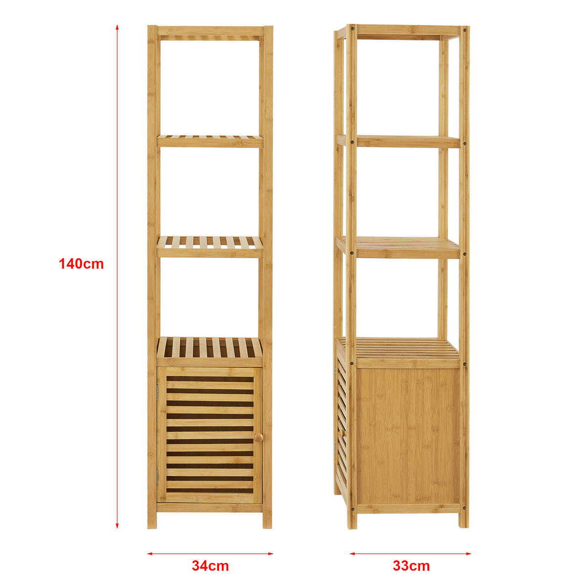 BADEZIMMERREGAL Liminka - Naturfarben, Holz (34/140/33cm) - [en.casa]