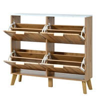 SCHUHSCHRANK aus MDF 105x24x95,5cm in Natur mit 4 Klapptüren - Naturfarben, Holzwerkstoff (105/95.5/24cm) - Modfu