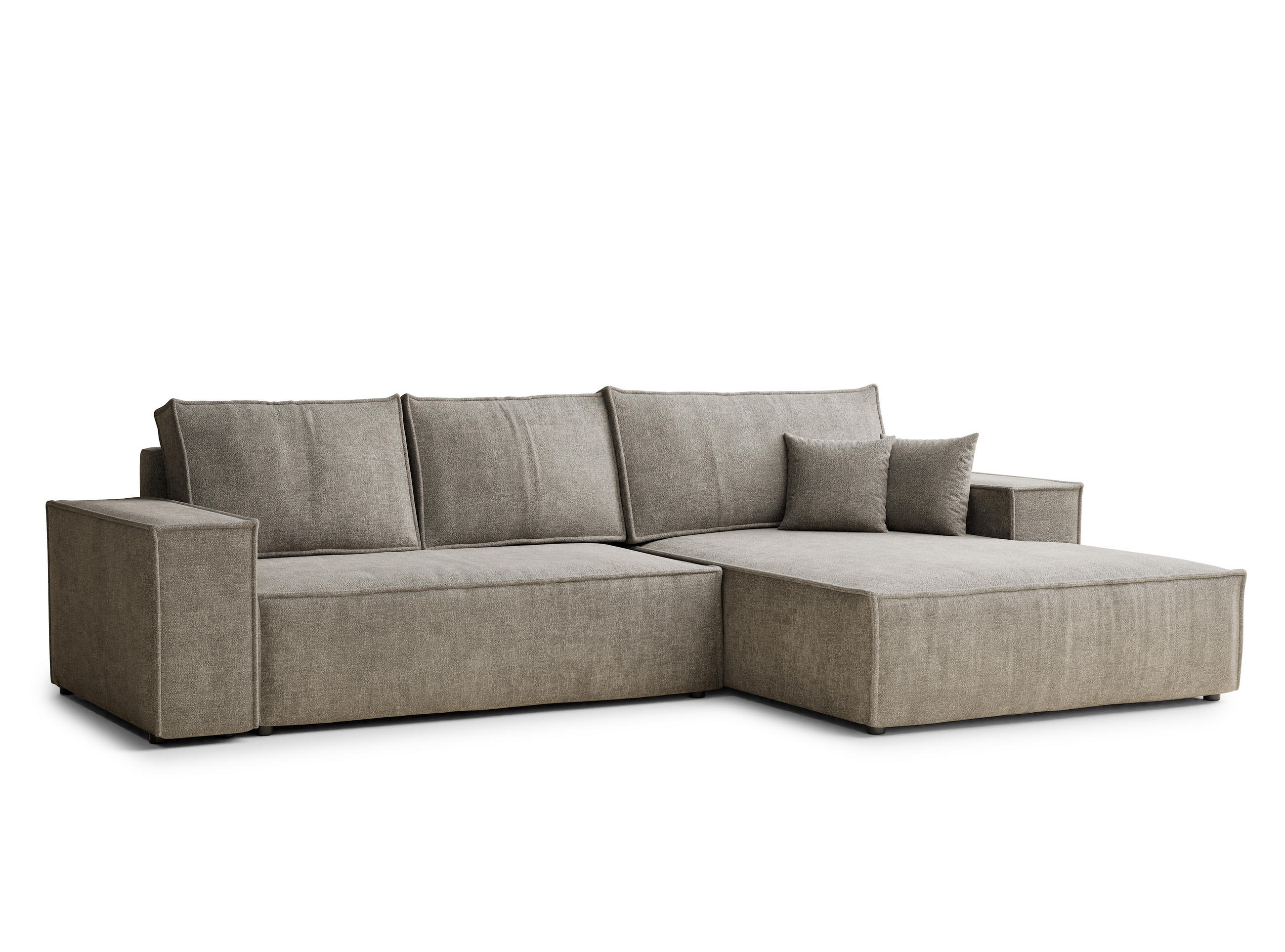 ECKSOFA Maze Braun Chenille-Stoff - Rechts Seite - Schwarz/Braun, Holz/Holzwerkstoff (294/185cm) - Maison de Reve