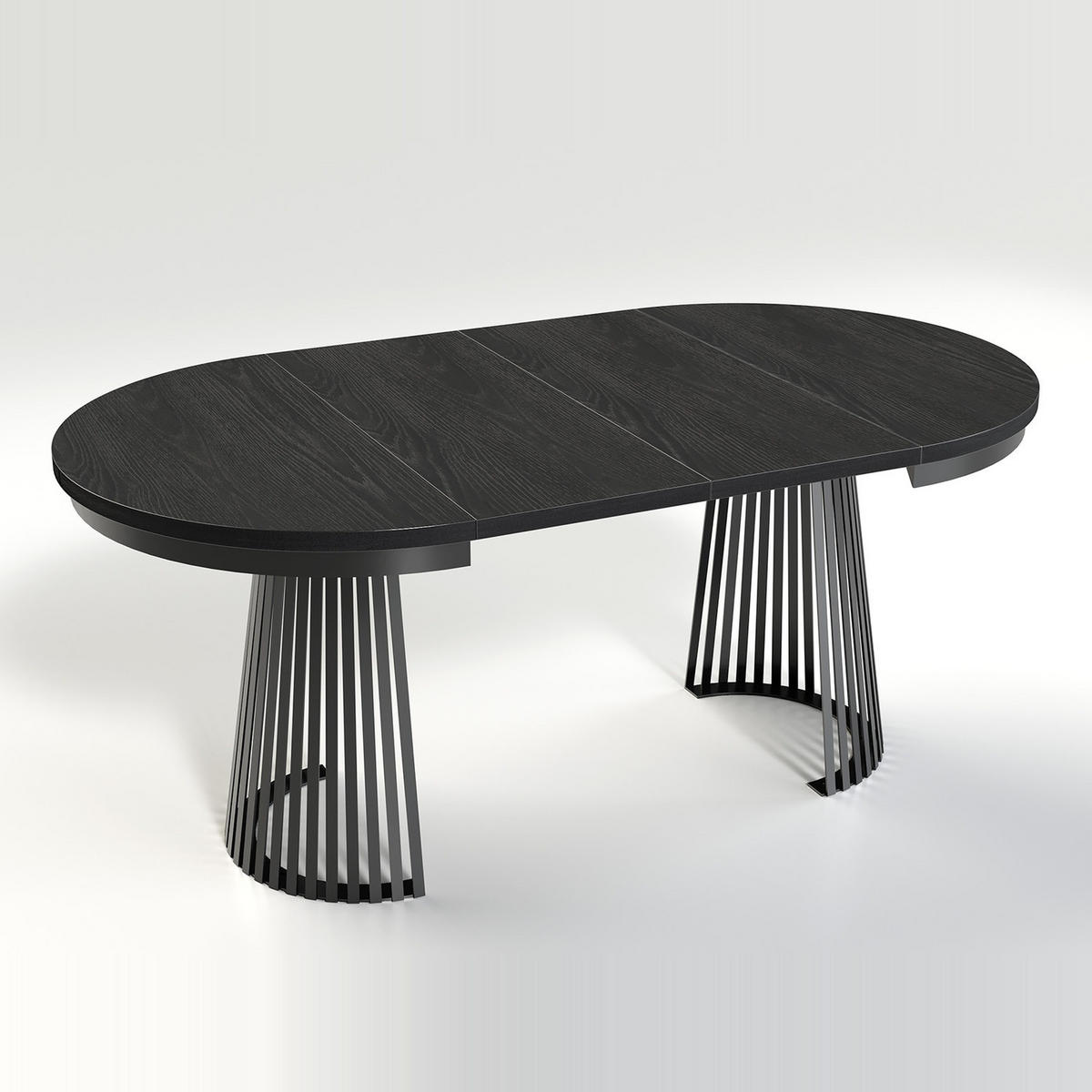 ESSTISCH Garda rund ausziehbar 100-180 x 100 x 76,6 cm Schwarz Paintflow/Schwarz - Schwarz, Holzwerkstoff (100/100/76.6cm) - Koseto