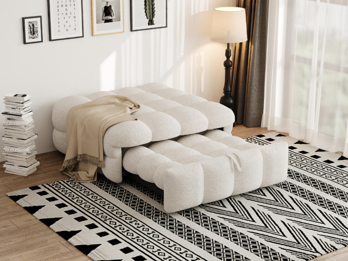 SCHLAFSOFA 2-in-1 aus Teddy-Stoff, ausziehbar, 183/76/42 cm, Beige - Beige, Textil (76/42/183cm) - Redom