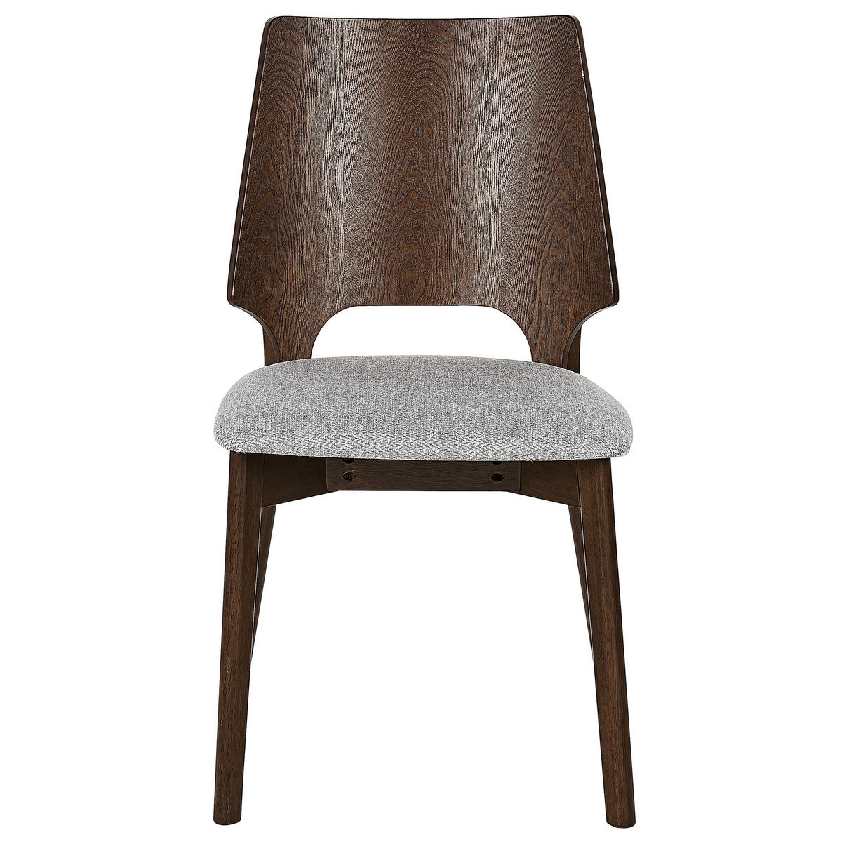 ESSZIMMERSTUHL 2er-Set Holzwerkstoff Dunkler Holzfarbton/Hellgrau Abee - Dunkelbraun, Holz/Textil (47/88/46cm) - Beliani