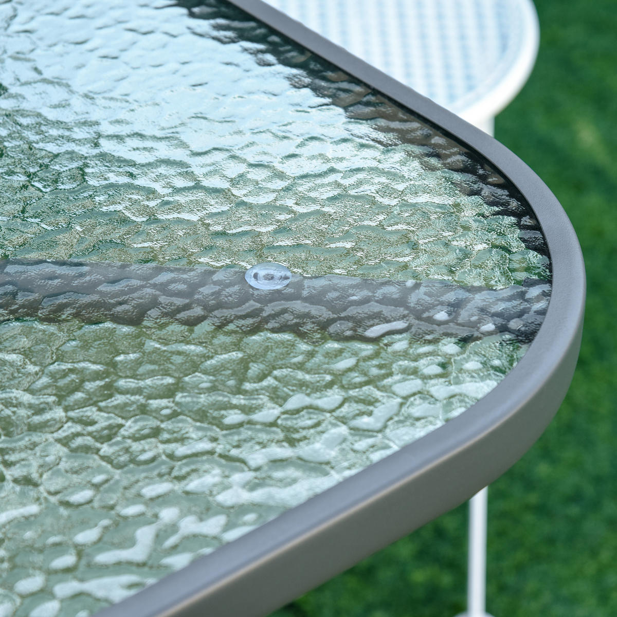 GARTENTISCH DE-14071 rechteckig 120x80 cm, mit Schirmhalterung Grau - Grau, Metall (120/80/70cm) - ComfortXL
